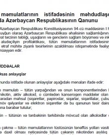 Tütün məmulatlarının istifadəsinin məhdudlaşdırılması haqqında Azərbaycan Respublikasının Qanunu