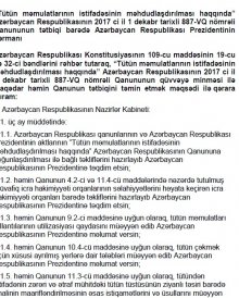 “Tütün məmulatlarının istifadəsinin məhdudlaşdırılması haqqında” Azərbaycan Respublikasının 2017 ci il 1 dekabr tarixli 887-VQ nömrəli Qanununun tətbiqi barədə Azərbaycan Respublikası Prezidentinin Fərmanı