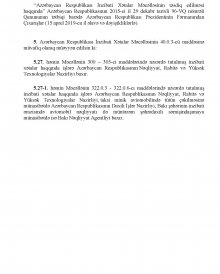 İnzibati Xətalar Məcəlləsinin təsdiq edilməsi haqqında 2015-ci il 29 dekabr tarixli 96-VQ nömrəli Qanununun tətbiqi barədə ferman cixaris