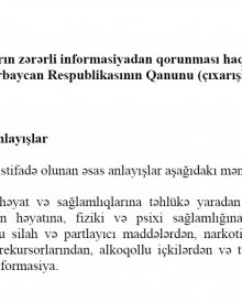 Uşaqların zərərli informasiyadan qorunması haqqında Azərbaycan Respublikasının Qanunu (çıxarışlar)